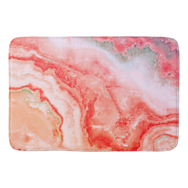 Luxury Rose Gold Blush Mineral Agate Bathroom Mat (Front)