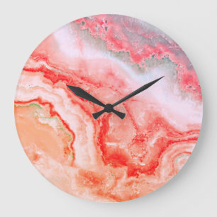 Luxury Rose Gold Blush Mineral Agate Large Clock