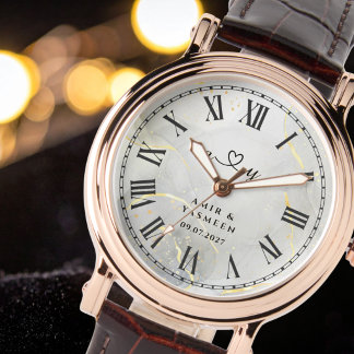 Luxury Rose Gold & Brown Leather Women's Watch