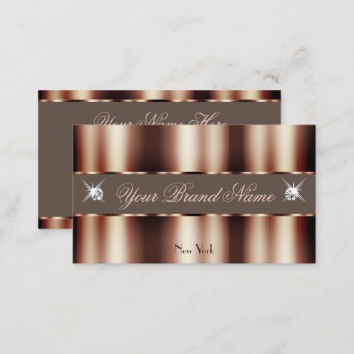 Luxury Rose Gold Brown Sparkle Diamonds Glamorous Business Card