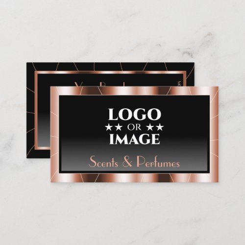 Luxury Rose Gold Chic Black Gradient with Logo Business Card