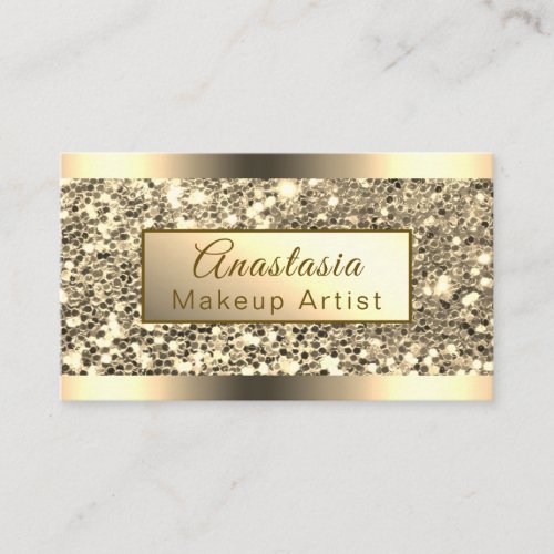Luxury Rose Gold Chunky Glitter Makeup Artist Business Card