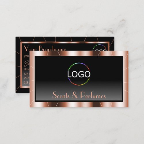 Luxury Rose Gold Cool Black Gradient with Logo Business Card