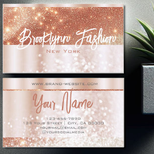 Luxury Rose Gold Copper Light Orange Shimmer Stars Business Card
