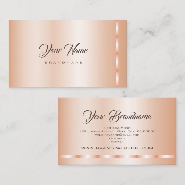 Luxury Rose Gold Effect Template Professional Business Card (Front/Back)