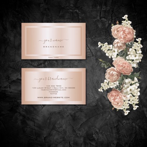 Luxury Rose Gold Effect with Frame Professional Business Card