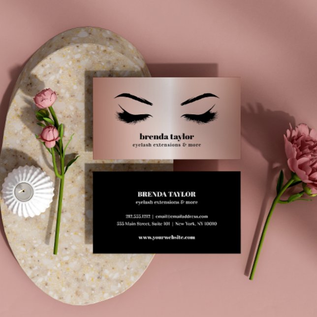 Luxury  Rose Gold  Eyelash  Brow bar professional Business Card (Creator Uploaded)