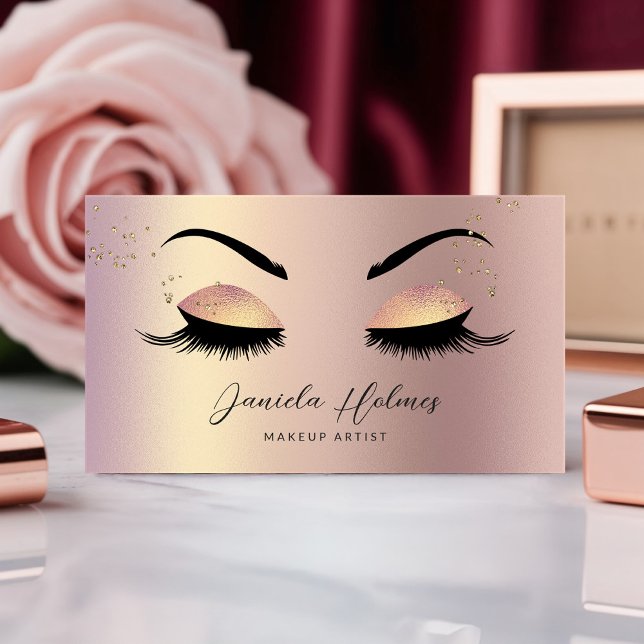Luxury Rose Gold Eyelash Makeup Artist Business Card (Creator Uploaded)