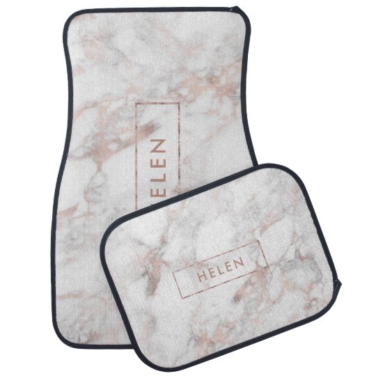 Luxury Rose Gold Faux Marble Monogram Car Floor Mat Zazzle Com