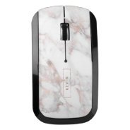 Luxury Rose-gold Faux Marble Monogram Wireless Mouse at Zazzle