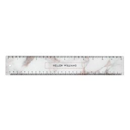 Luxury rose-gold faux marble print ruler