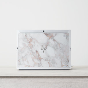 Luxury rose-gold faux marble stone HP laptop skin
