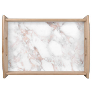 Luxury Rose-Gold Faux Marble Stone Serving Tray