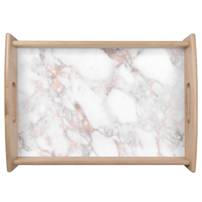 Luxury Rose-Gold Faux Marble Stone Serving Tray (Front)