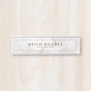 Luxury rose-gold faux marble texture door sign