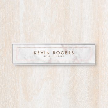 Luxury Rose-gold Faux Marble Texture Door Sign by artOnWear at Zazzle