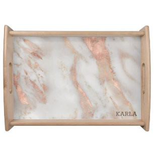 Luxury rose-gold faux marble texture serving tray