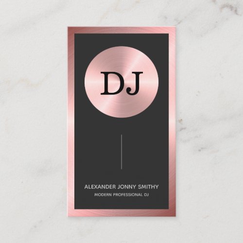 Luxury Rose Gold Faux Monogram DJ Business Card