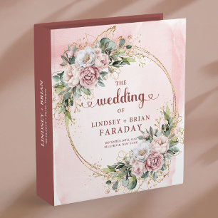 Luxury Rose Gold Flowers Wedding Ring Binder