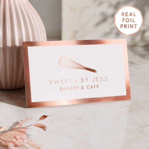 Luxury Rose Gold Foil Bakery Business Cards