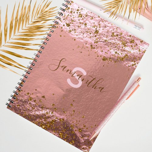 Luxury Rose Gold Foil Glittery Stylish Chic Custom Notebook