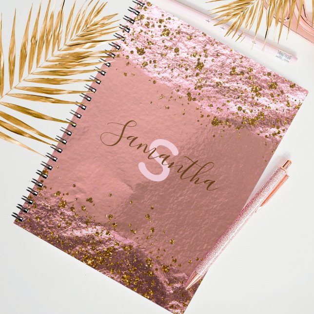 Luxury Rose Gold Foil Glittery Stylish Chic Custom Notebook (Creator Uploaded)