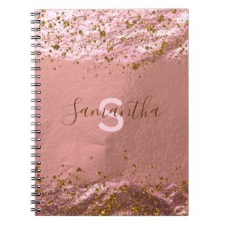 Luxury Rose Gold Foil Glittery Stylish Chic Custom Notebook