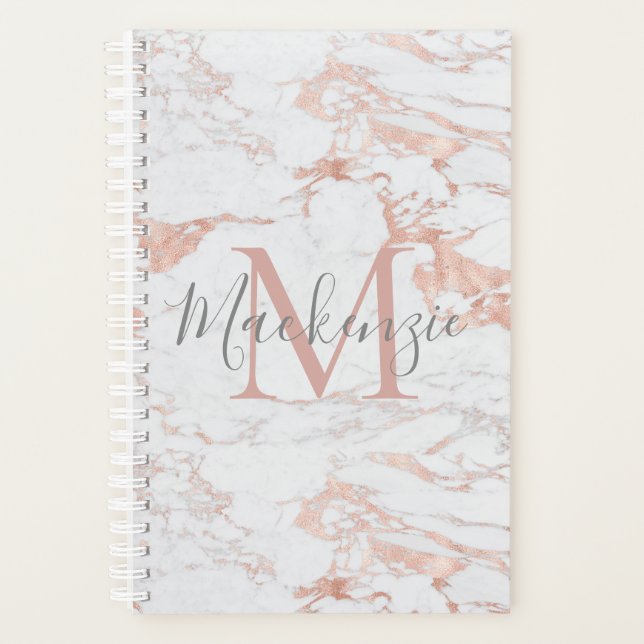 Luxury Rose Gold Foil | Marble Monogram Planner (Front)
