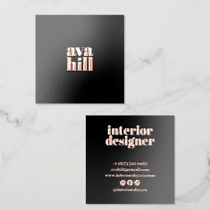 Luxury Rose Gold Foil Modern Black Minimalist Logo Business Cards
