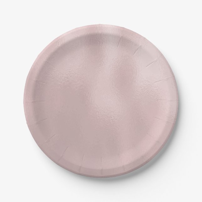 Luxury Rose gold Glass Texture Paper Plates (Front)