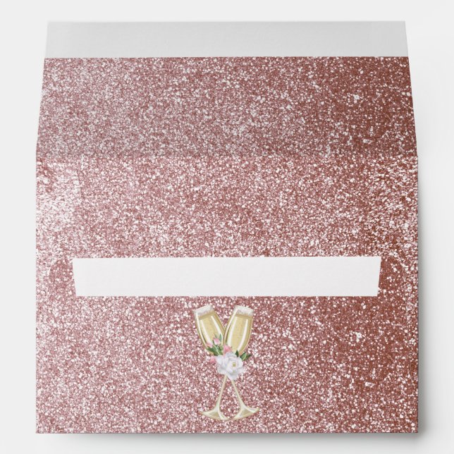 Luxury Rose Gold Glitter Champagne 30th Birthday Envelope (Back (Bottom))