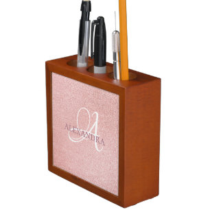 Luxury Rose gold glitter Desk Organizer