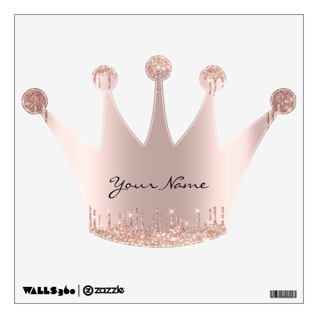 Luxury Rose Gold Glitter Drips Pink Princess Wall Decal (Front)