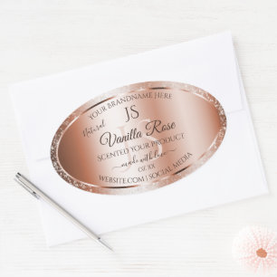 Luxury Rose Gold Glitter Initials Product Labels