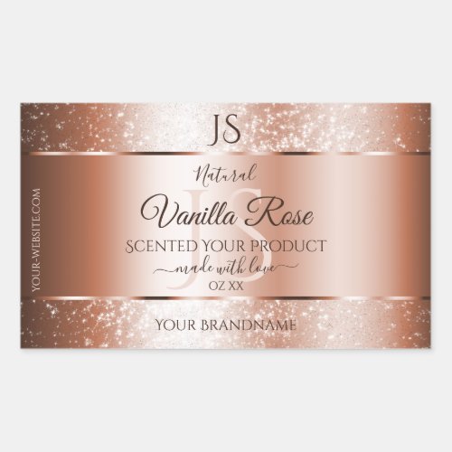 Luxury Rose Gold Glitter Initials Product Labels