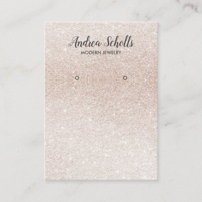 Luxury Rose gold glitter jewelry  Earring Display Business Card (Front)