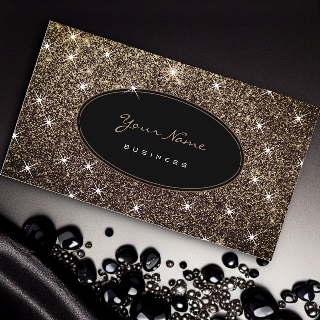 Luxury Rose Gold Glitter Luminous Stars Elegant Business Card (Creator Uploaded)
