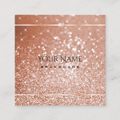 Luxury Rose Gold Glitter Luminous Stars Quality Square Business Card