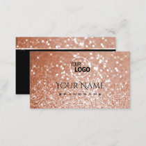 Luxurious Rose Gold Glitter Sparkle Stars and Logo Business Card