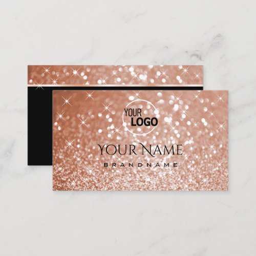 Luxury Rose Gold Glitter Luminous Stars with Logo Business Card
