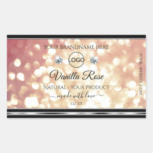 Luxury Rose Gold Glitter Product Label Jewels Logo