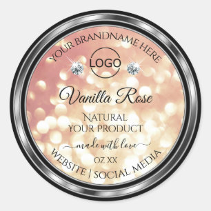 Luxury Rose Gold Glitter Product Label Jewels Logo