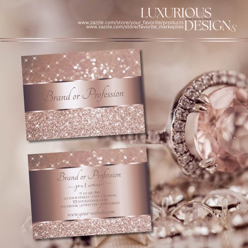 Luxury Rose Gold Glitter Sparkling Stars Elegant Business Card
