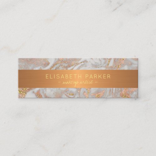 Luxury rose gold grey marble stone makeup artist mini business card