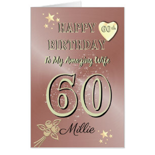 Luxury Rose Gold Large 60th Birthday Card For Her