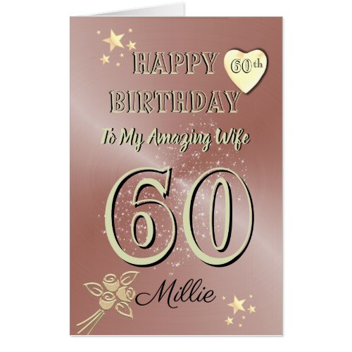 Luxury Rose Gold Large 60th Birthday Card For Her