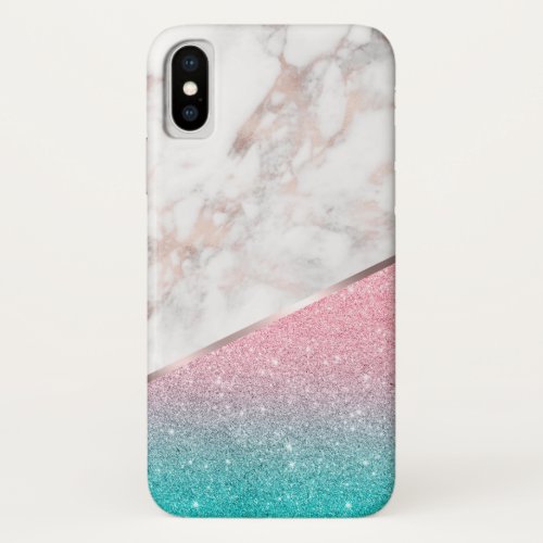 Luxury rose_gold marble  sparkling glitter iPhone x case