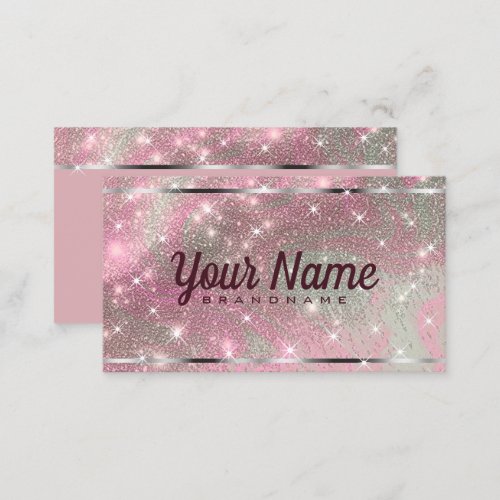 Luxury Rose Gold Marbled Glitter Shiny Stars Chic Business Card