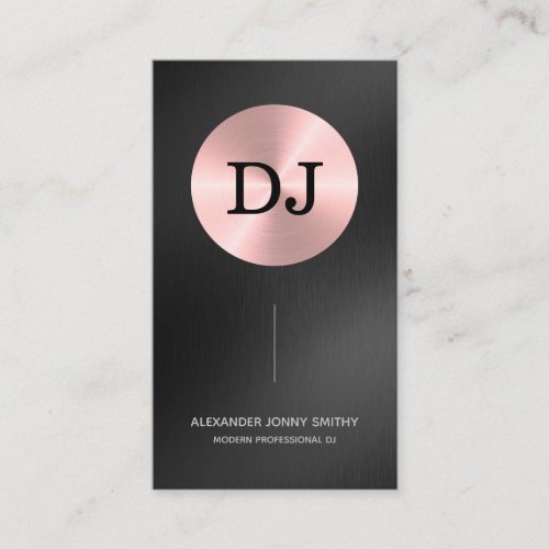 Luxury Rose Gold Metal Faux Monogram DJ Business Card