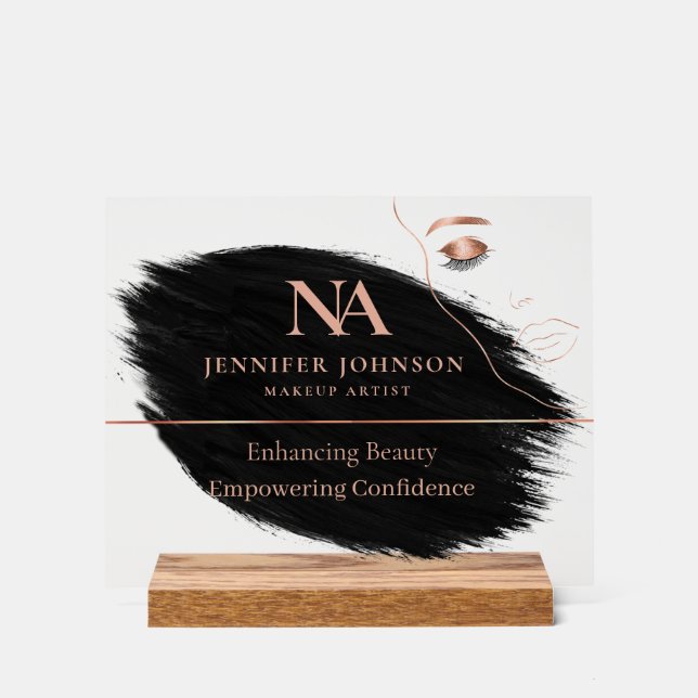 Luxury Rose Gold Minimalist Face Beauty Acrylic Sign (Front)